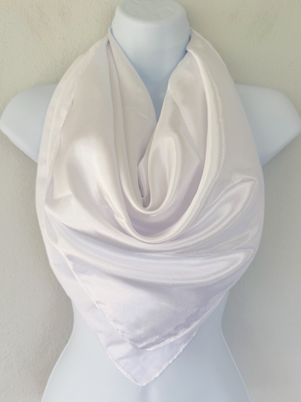 White satin square handkerchief scarf wrap 35x35”
